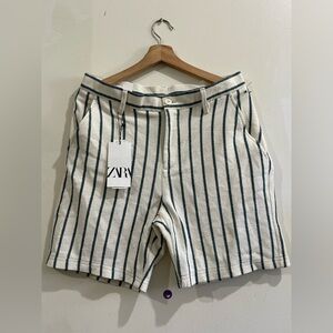 NWT Zara Men's Striped Shorts in White and Black